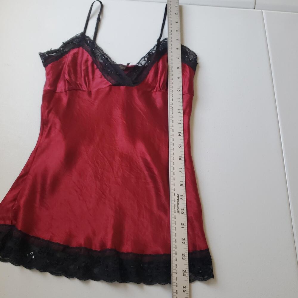 Y2K Twenty One Babydoll Womens Small Red Satin Lace Beaded Whimsigoth Grunge - Picture 6 of 9